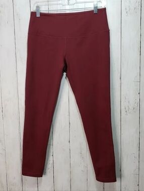 Zella High Rise Cropped Leggings Size Medium Burgundy Workout Yoga Pants
